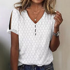 Damen Glitzernde V-Pullover Bluse