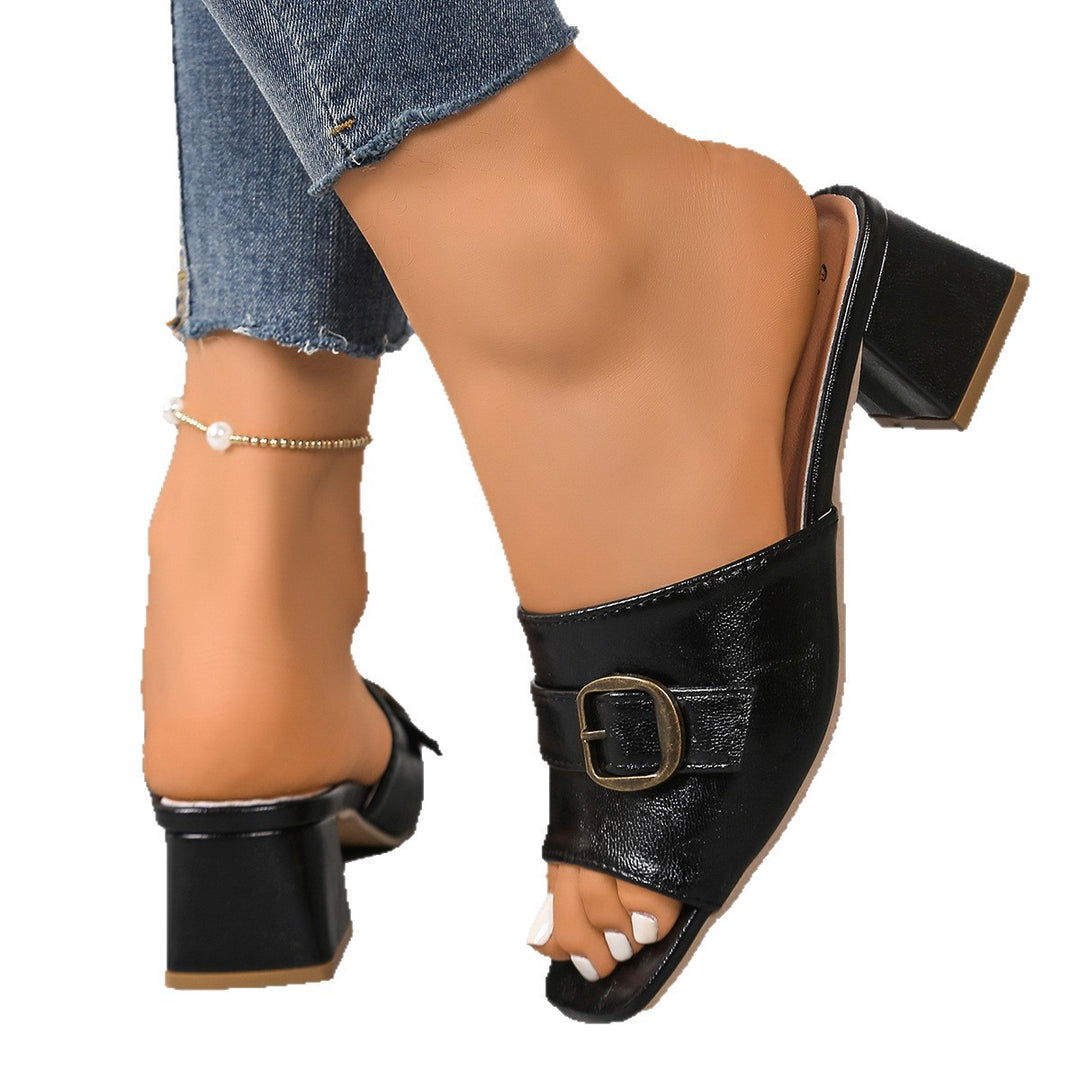 Damen elegante und komfortable Sling-Pantoletten mit modischem Schnallen-Detail R&B