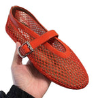Damen Netz-Ballerinas mit elegantem Riemen und bequemer Sohle