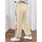 Damen Sportliche Freizeithose mit buntem Streifen R&B