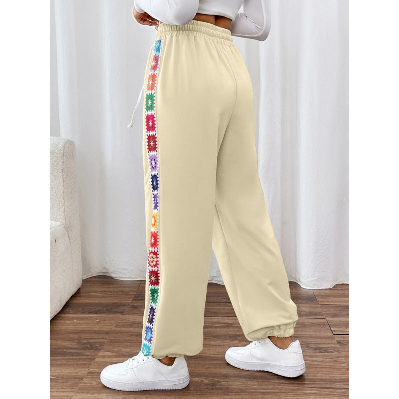 Damen Sportliche Freizeithose mit buntem Streifen R&B