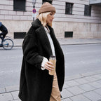 Damen Oversized Teddy-Mantel mit weitem Schnitt und großem Kragen R&B