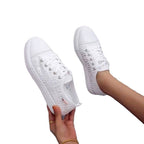Damen Sneakers mit filigranem Spitzenmuster und rutschfester Sohle R&B