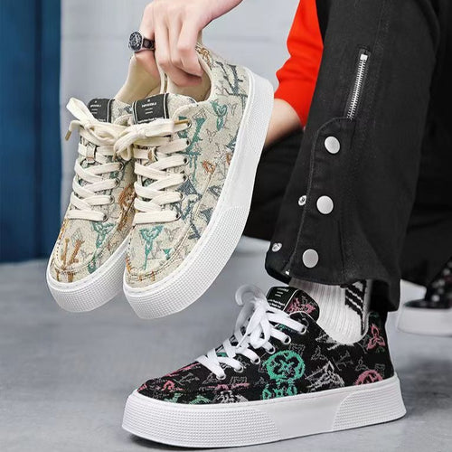 Damen Modische Canvas Sneakers mit einzigartiger Druckgestaltung R&B