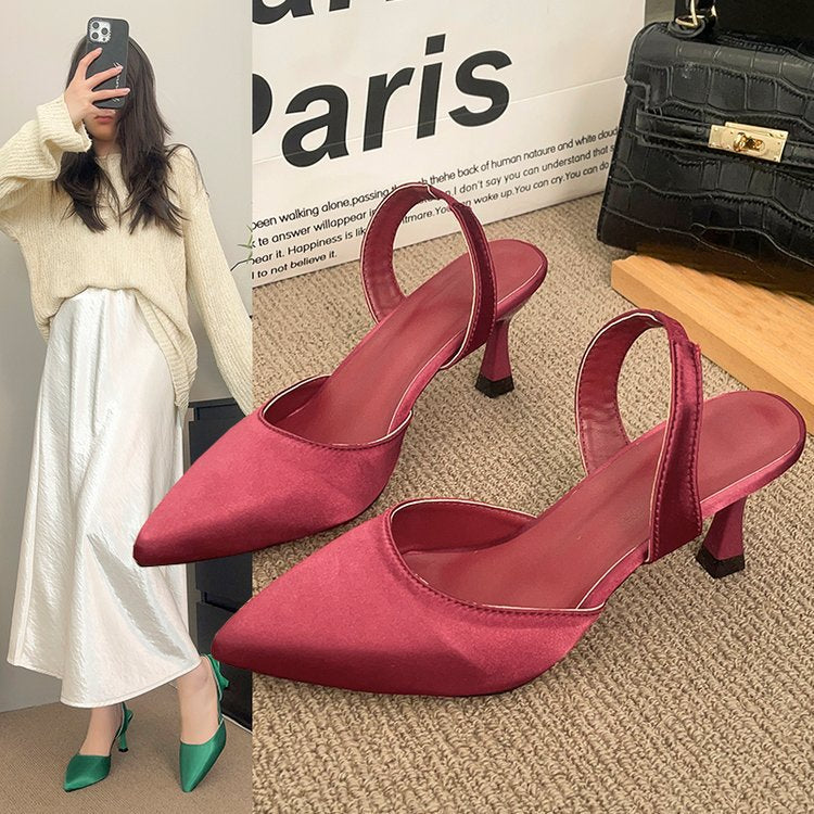 Damen Slingback-Pumps mit spitzer Kappe und bequemem Blockabsatz R&B