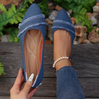 Damen elegante Ballerinas aus Denim mit Fransendetail R&B