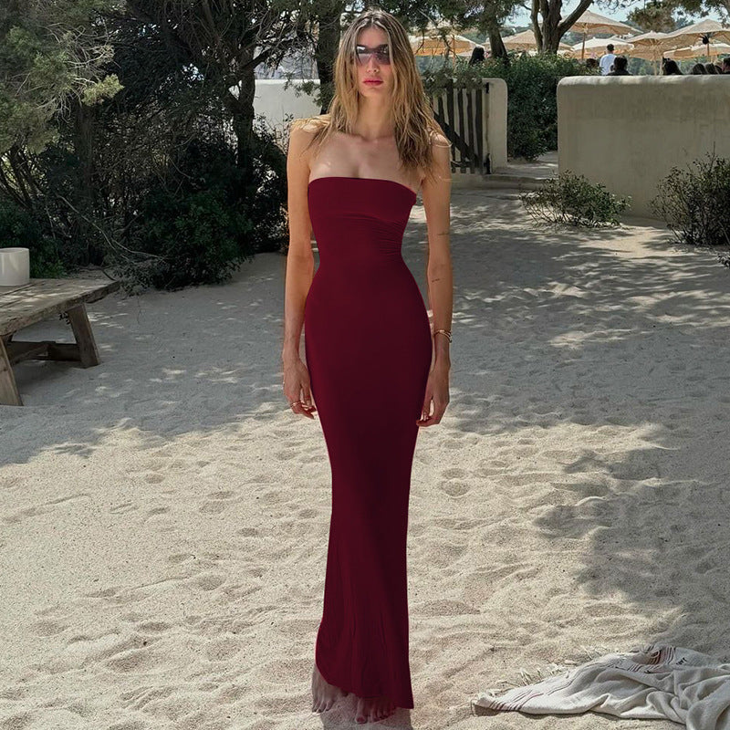 Damen Figurbetontes Maxikleid ohne Träger R&B