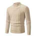 Herren eleganter Strickpullover mit modernem Zopfdesign und hohem Kragen R&B