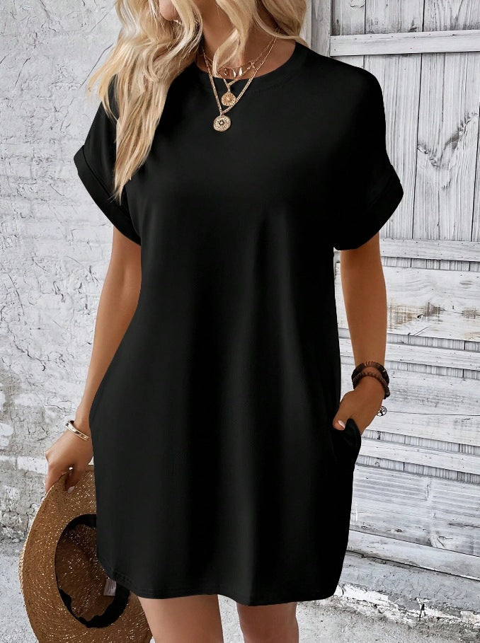 Damen Lockeres T-Shirt-Kleid mit praktischen Taschen und lässigem Design R&B