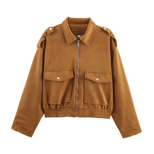 Damen trendige Oversized-Cordjacke mit praktischen Taschen und modischen Schulterdetails R&B