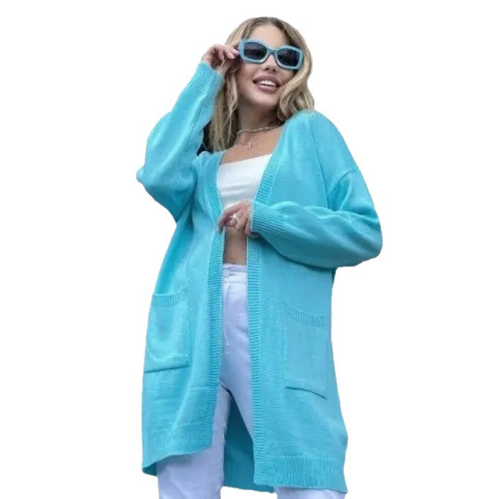 Damen Grobstrick-Cardigan mit großzügigen Taschen und offenem Schnitt R&B