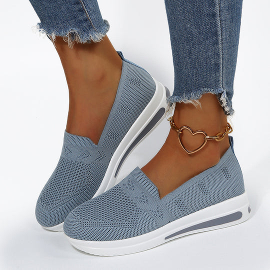 Damen atmungsaktive Slip-On Sneakers mit flexiblem Strick-Obermaterial R&B