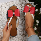 Damen modische Zehentrenner-Sandalen mit eleganten Schleifen und komfortablem Fußbett R&B