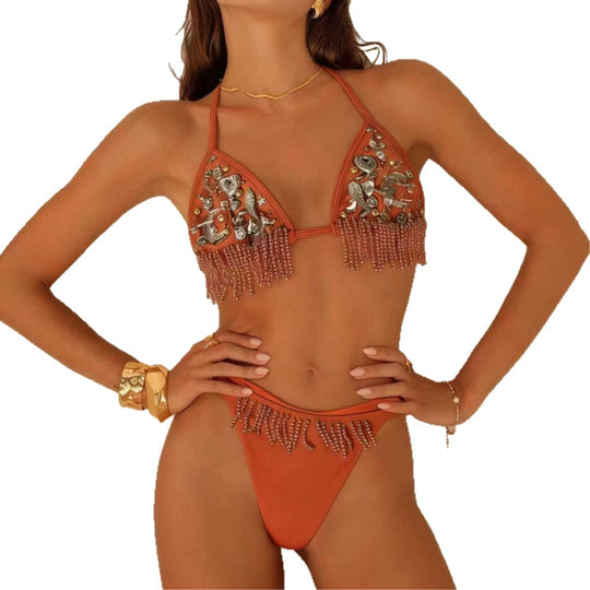 Damen Verführerischer Triangel-Bikini mit funkelnden Akzenten R&B