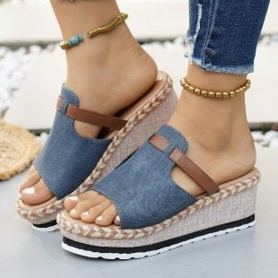 Damen Plateausandalen mit modischem Zierband R&B