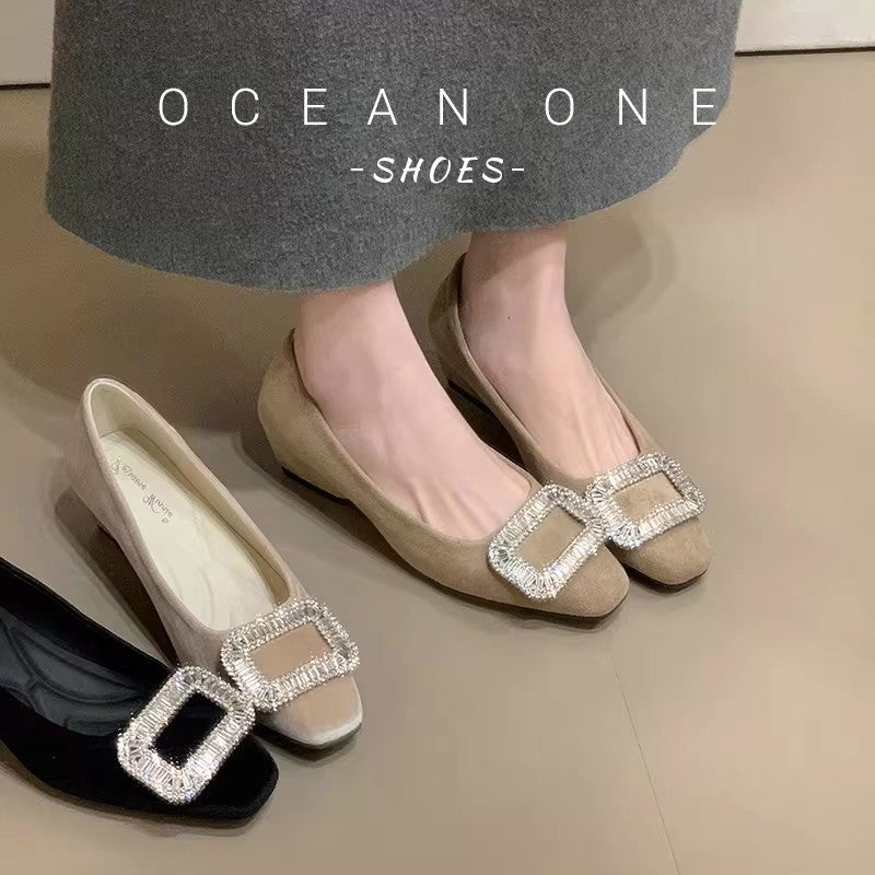 Damen elegante Ballerinas mit schimmerndem Schmuckdetail R&B