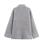 Damen lässige oversized Strickjacke mit doppelter Knopfleiste und bequemem Schnitt R&B