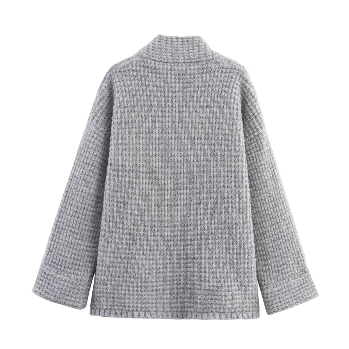 Damen lässige oversized Strickjacke mit doppelter Knopfleiste und bequemem Schnitt R&B