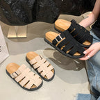Damen Freizeitsandalen mit elastischen Riemen und modischem Verschluss EB