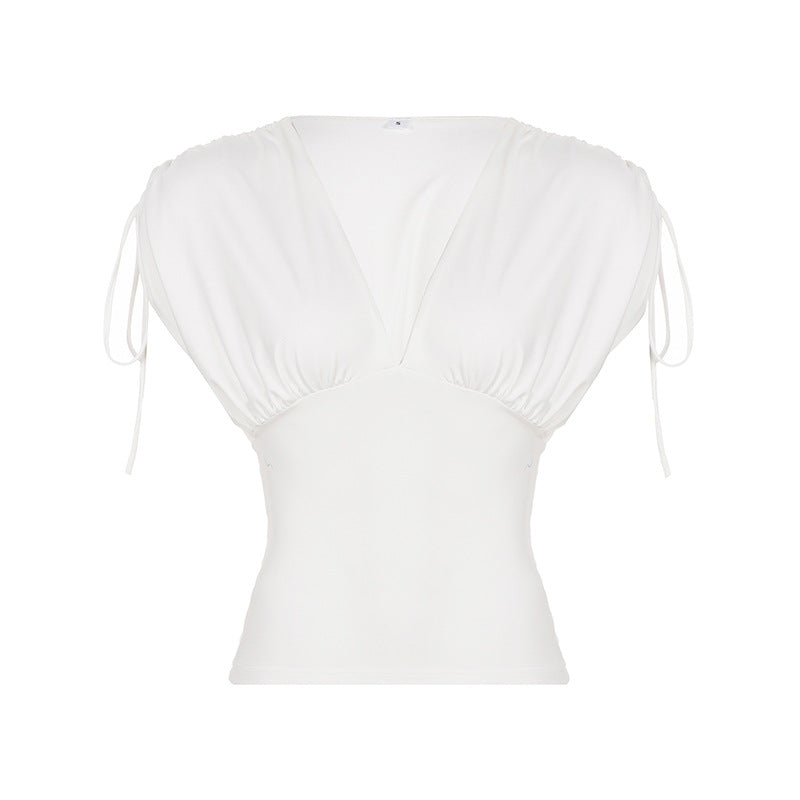 Damen elegantes Oberteil mit raffinierten Rüschendetails und verstellbaren Trägern R&B