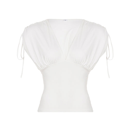Damen elegantes Oberteil mit raffinierten Rüschendetails und verstellbaren Trägern R&B