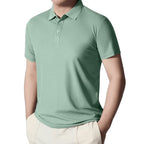 Herren nan figurbetontes Kurzarm-Poloshirt aus elastischem Jersey mit Hemdkragen und kurzer Knopfleiste R&B