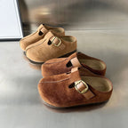 Damen Komfortable Clogs aus hochwertigem Wildleder mit elegantem Schnallenverschluss R&B