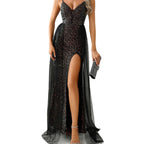 Damen Elegantes Glamour-Abendkleid mit schimmernden Details und hohem Beinschlitz R&B