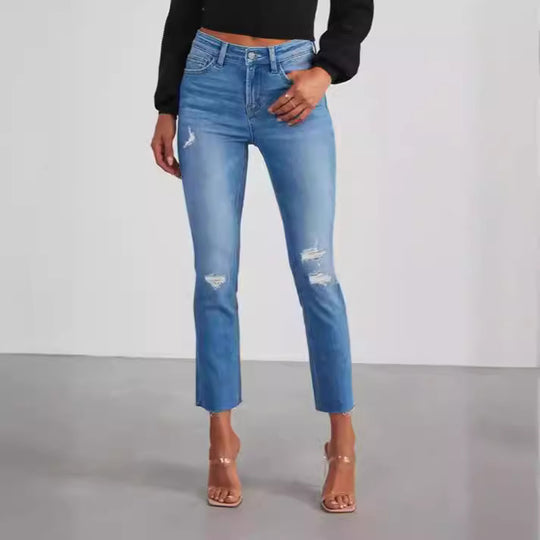 Damen zeitlose Jeans im modernen Schnitt mit cropped Bein R&B