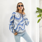 Damen lässiger Pullover mit einzigartigem Wellenmuster R&B