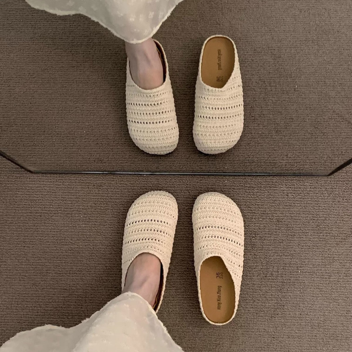 Damen bequeme Slipper aus atmungsaktivem Textilmaterial R&B