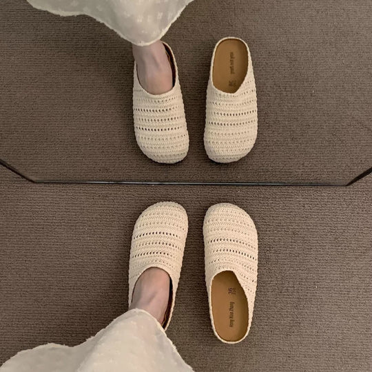 Damen bequeme Slipper aus atmungsaktivem Textilmaterial R&B