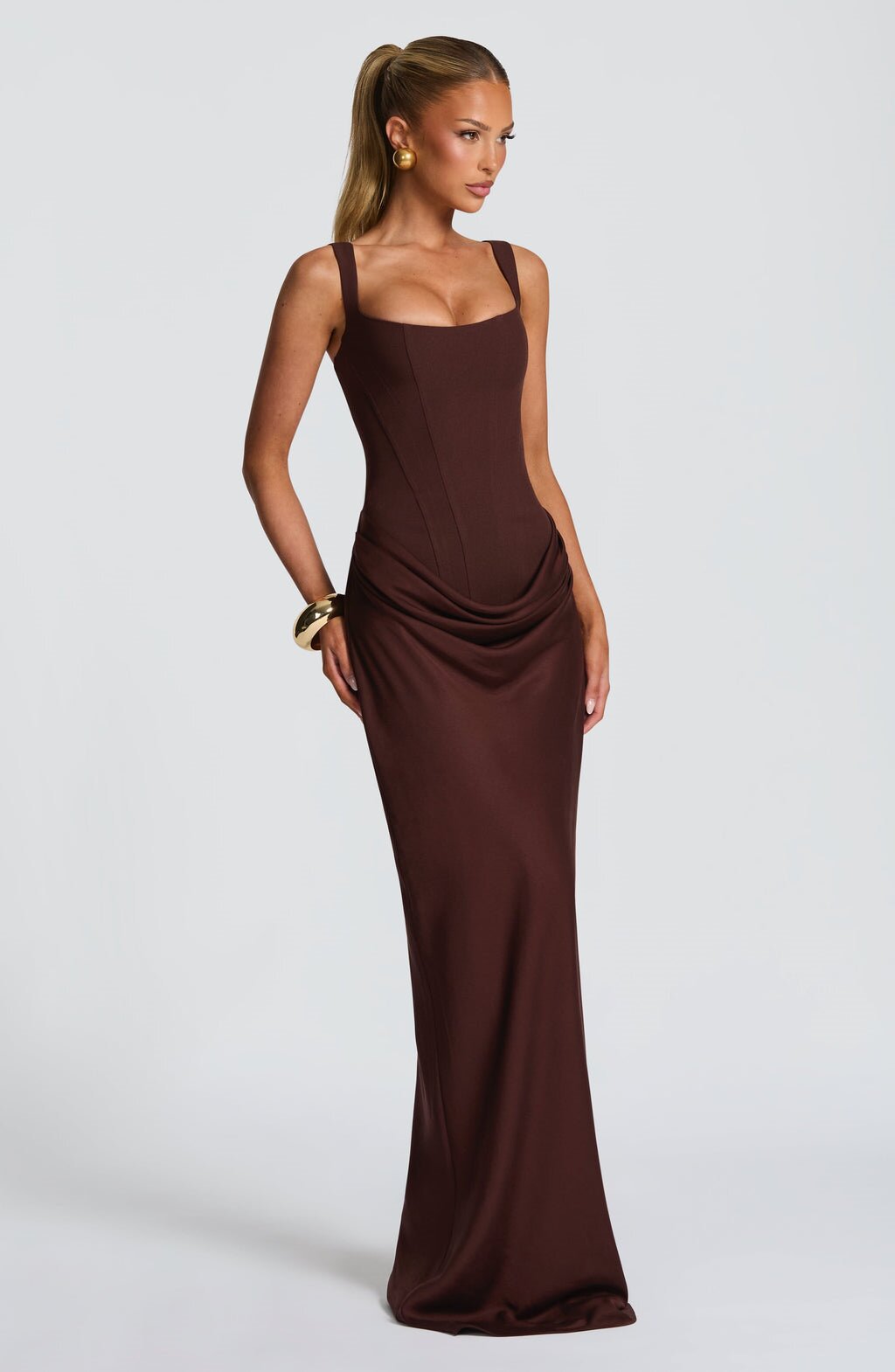 Damen Elegantes Maxikleid mit raffiniertem Drapierungseffekt R&B