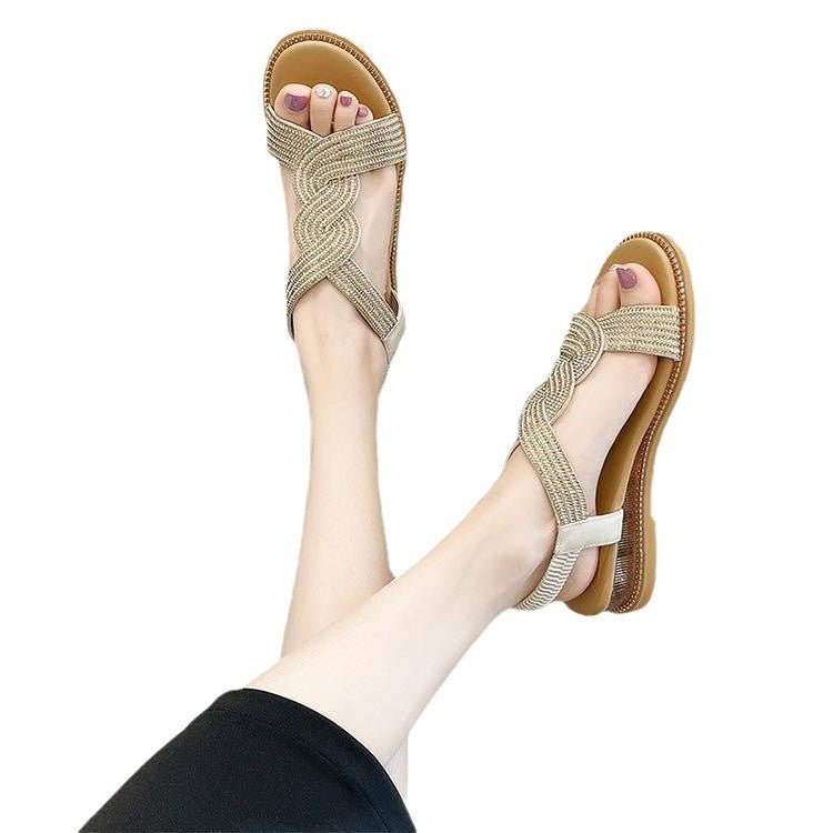 Damen modische Riemchen-Sandalen mit funkelnden Verzierungen R&B