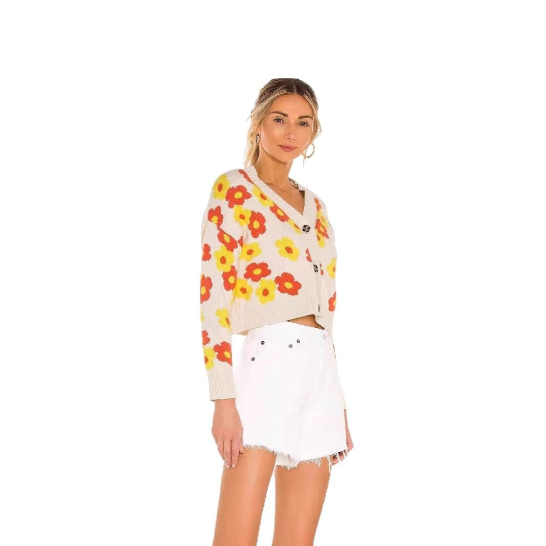 Damen cardigan mit floralem Muster und Knopfdetails R&B