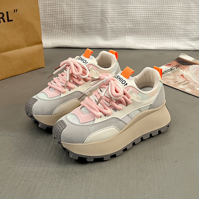 Damen Überdimensionale Plateau Sneakers mit stilvollem Farbverlauf und rutschfester Sohle R&B
