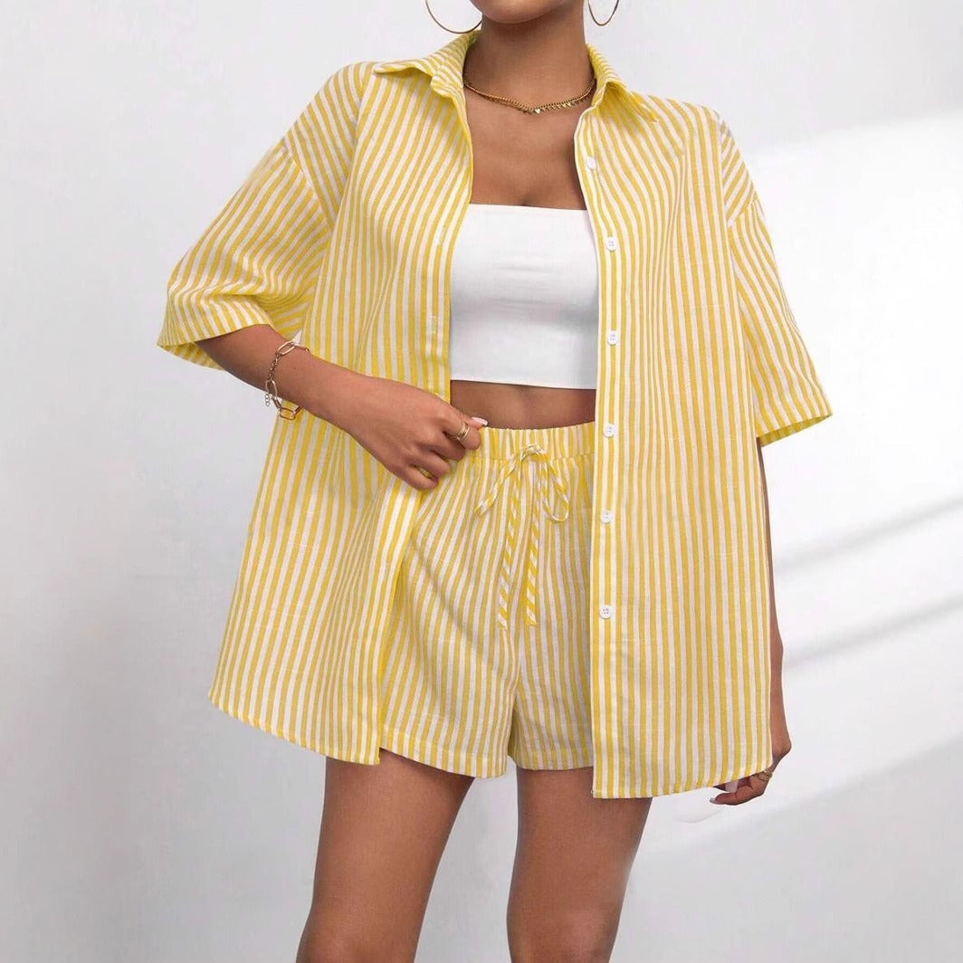 Damen lässiges Hemd und Shorts Set R&B