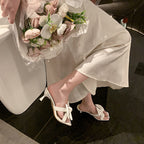 Damen Elegante Mules mit dekorativen Schleifen und Perlenverzierung R&B