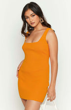 Damen figurbetontes Minikleid im eleganten Rippstrickdesign R&B