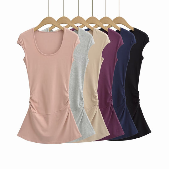 Damen elegantes Jersey-Kleid mit Raffung R&B