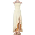 Damen Elegantes Maxikleid mit asymmetrischem Rüschen-Saum R&B