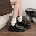 Damen trendige Schnürschuhe mit robuster Gummisohle und glänzender Oberfläche R&B