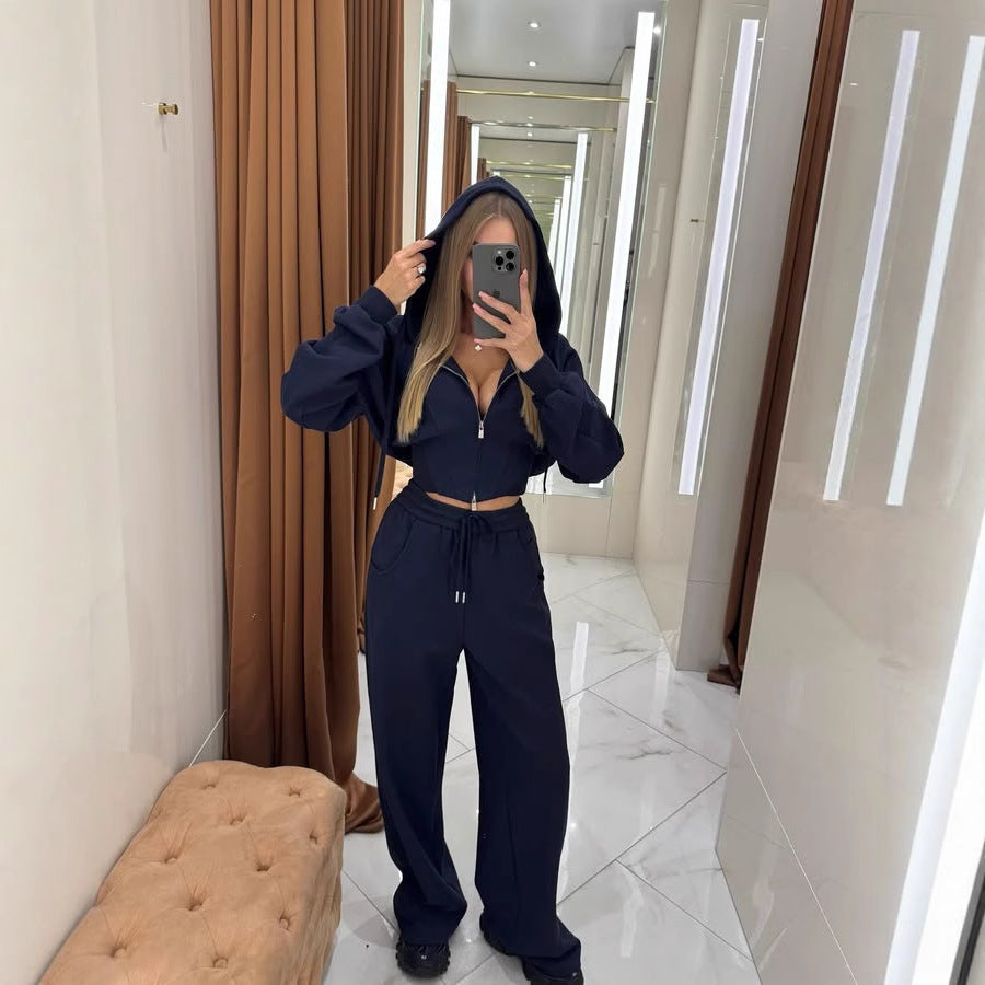 Damen Bicolor Kapuzenanzug mit weitem Schnitt und elastischem Bund R&B