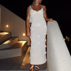 Damen elegantes Häkel-Maxikleid mit floralem Design R&B