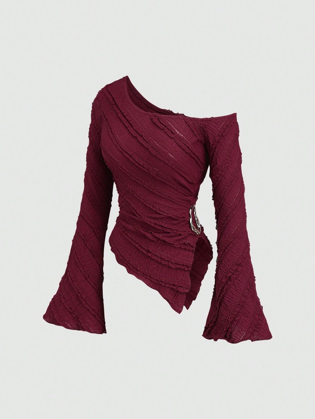 Damen asymmetrisches Oberteil mit strukturiertem Design und Wickelverschluss R&B