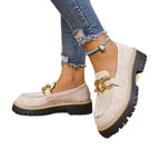Damen Mokassins mit goldfarbener Kettenapplikation und rutschfester Sohle R&B