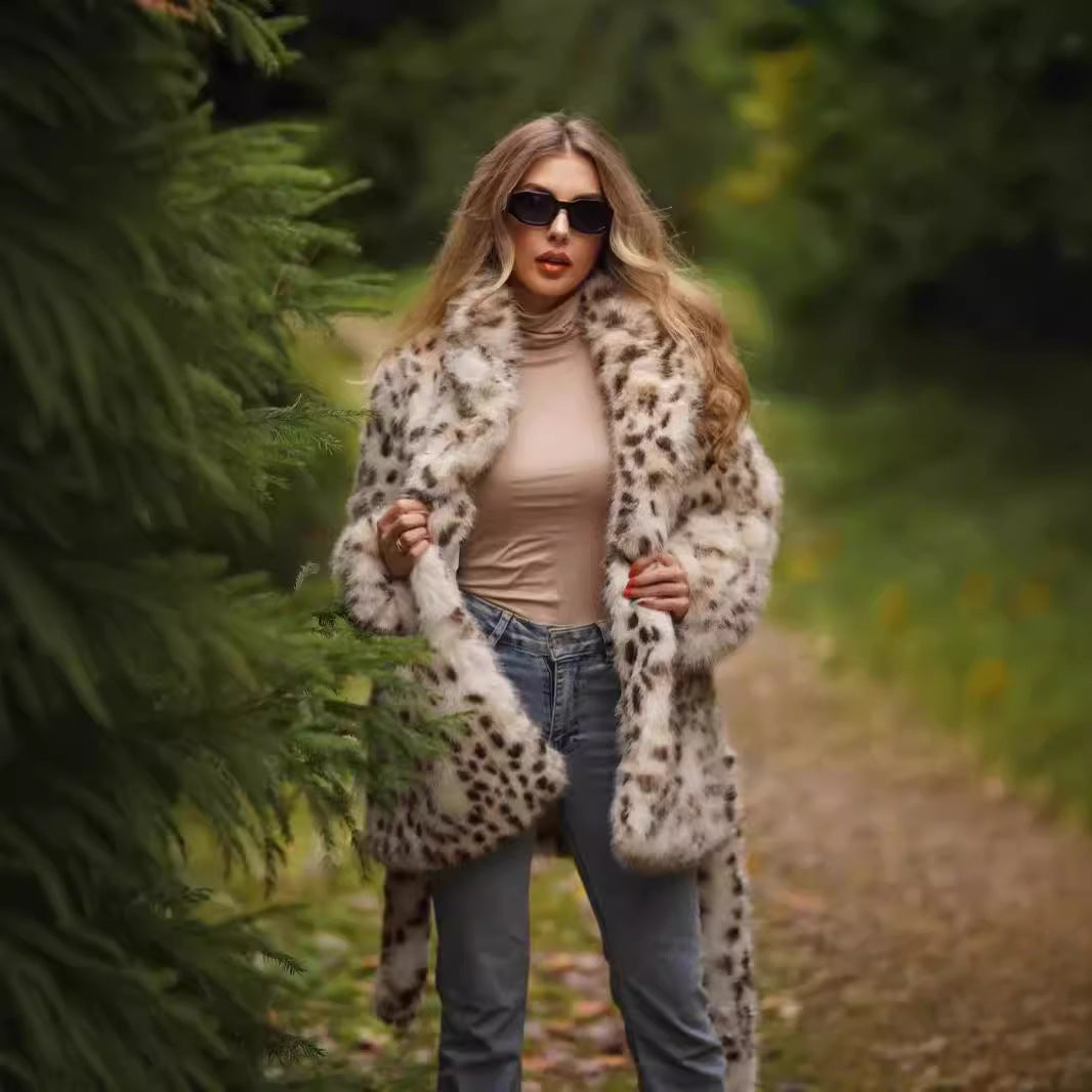 Damen Glamouröse Kunstpelzjacke mit Gürtel R&B