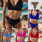 Damen Triangel-Bikini mit geflochtenen Trägern und hohem Schnitt R&B