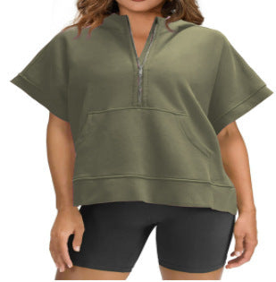 Damen Lichtgewicht Kapuzenpullover mit halbem Reißverschluss und Taschen R&B