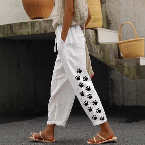 Damen Freizeithose mit tierischem Pfotenmotiv R&B